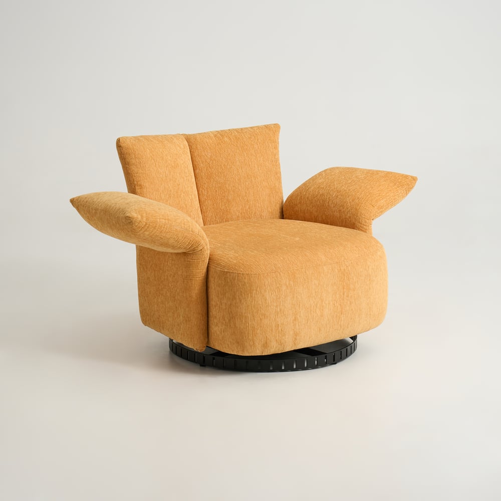 Performance Chenille Swivel Accent Chair with Adjustable Armrest window image
