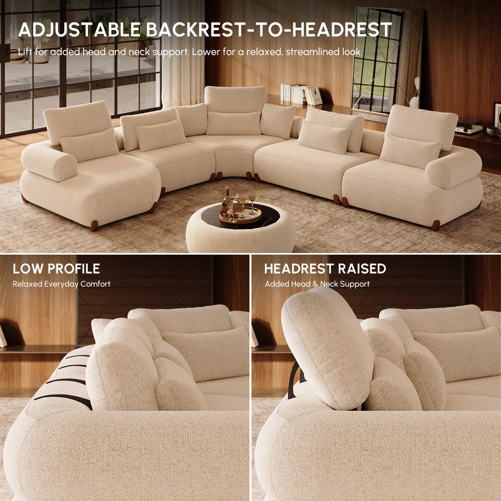 L-Shaped Chenille Adjustable Backrest Sectional Sofa window image