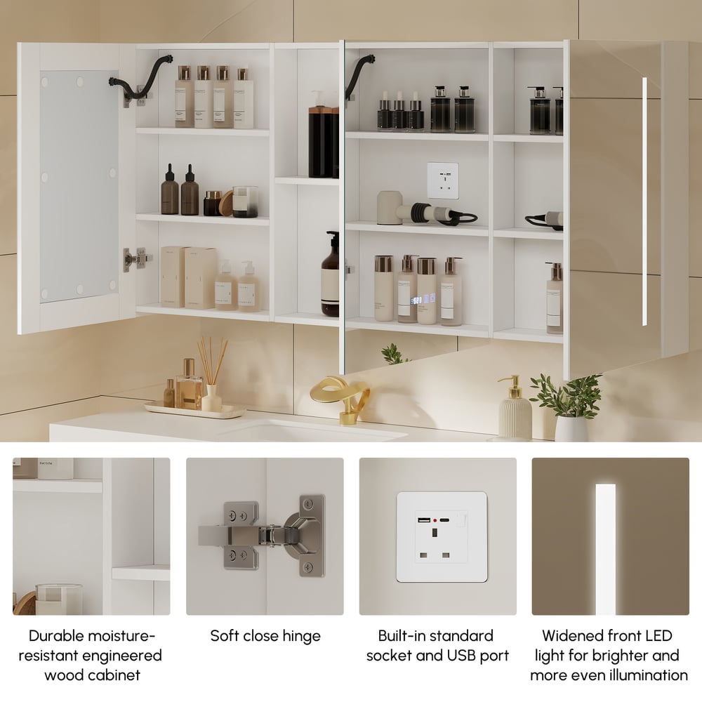 150cm Floating Bathroom Vanity & LED Medicine Cabinet Set window image