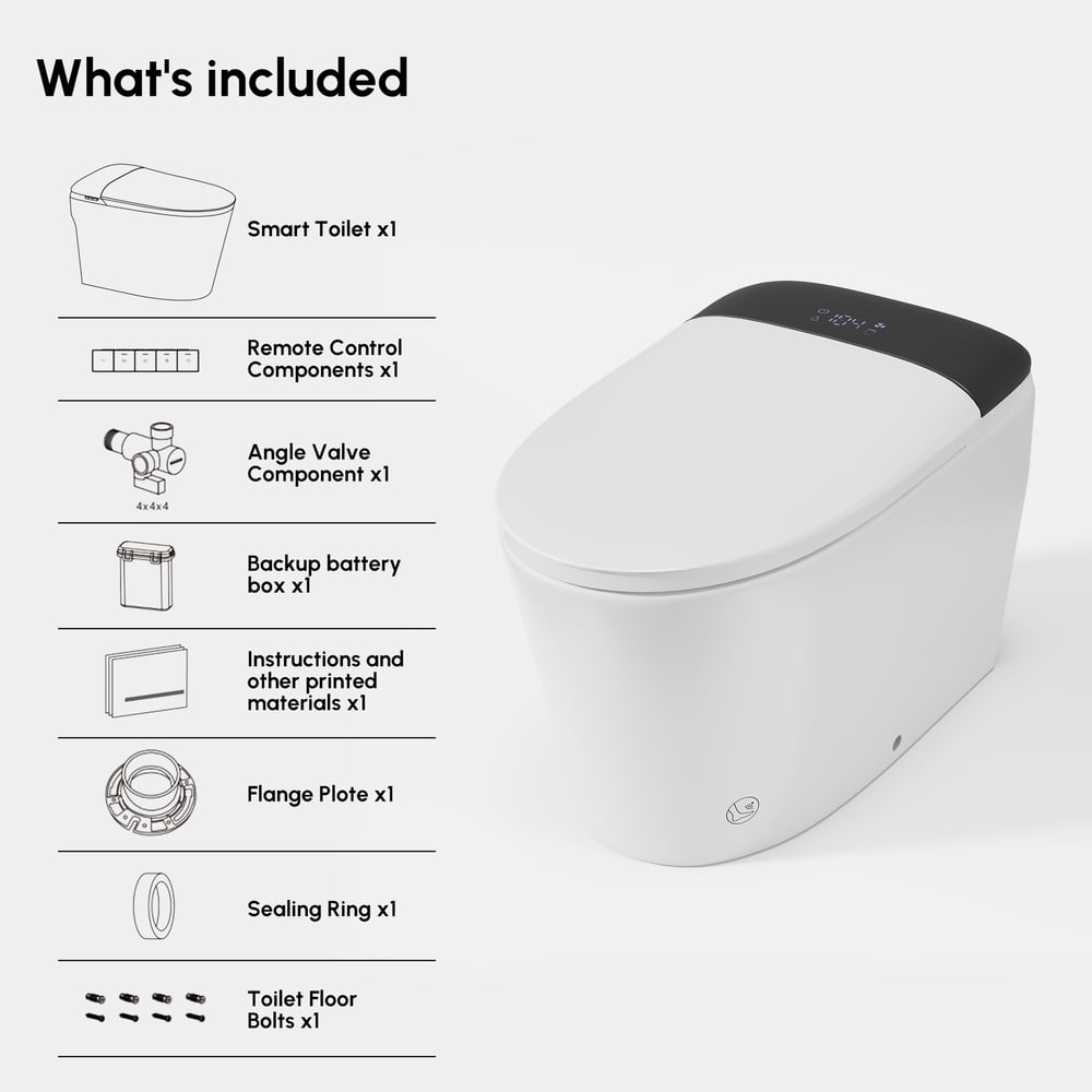 Smart Bidet Toilet with Built-in Tank, Foam Shield, ADA Seat Height, Auto-Open Lid window image