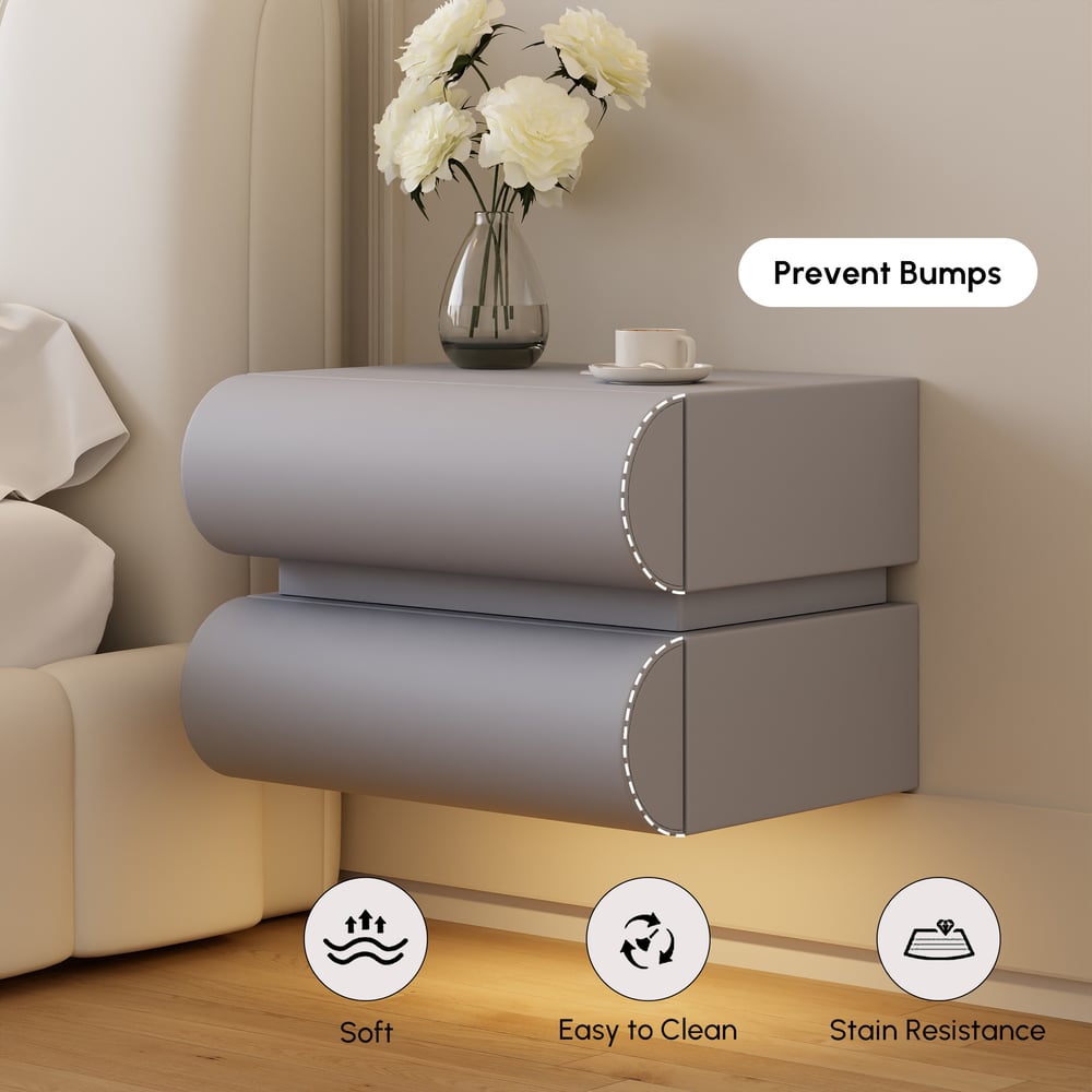 Humply Leather Floating Smart Nightstand with 2 Drawers window image