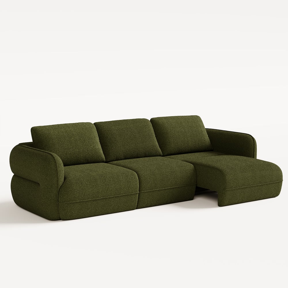 Modern 304cm 3-Seater Chenille Power Convertible Sleeper Sofa with Remote Control window image