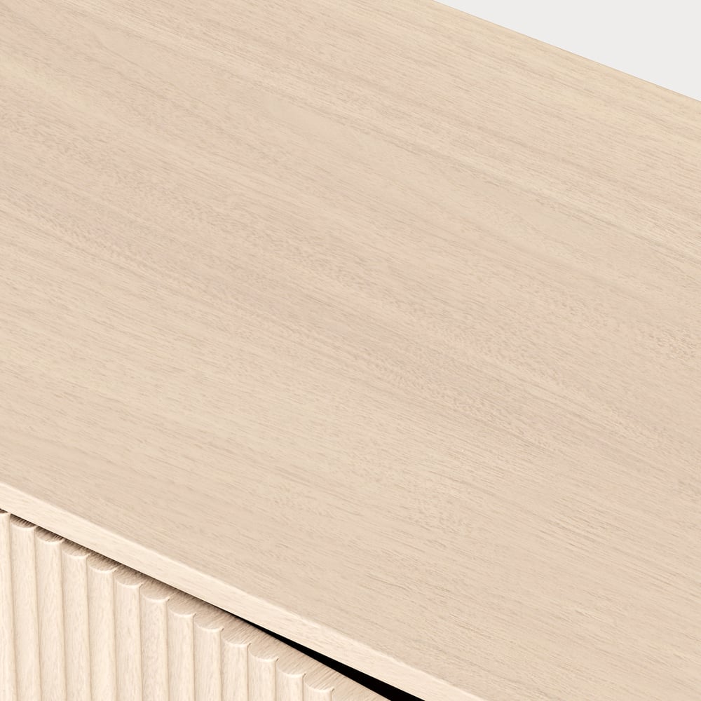 80" Solid Wood Fluted Whitewash TV Stand with Cabinets window image