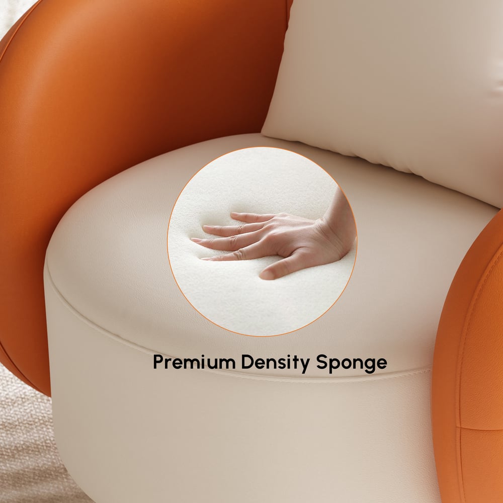Suncurve Performance Leather Swivel Barrel Accent Chair with Pillow window image
