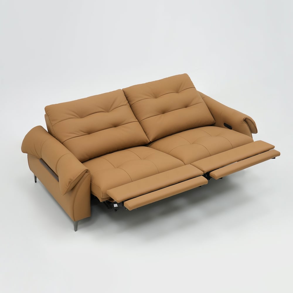 85" 2-Seater Genuine Leather Power Reclining Sofa with USB & USB-C Charging Ports window image