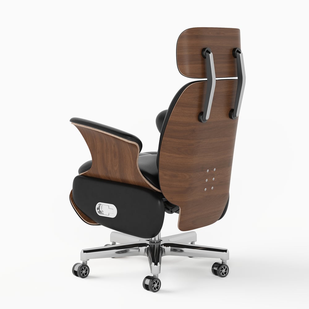 Black Genuine Leather Power Reclining Executive Office Chair Swivel Office Desk Chair window image