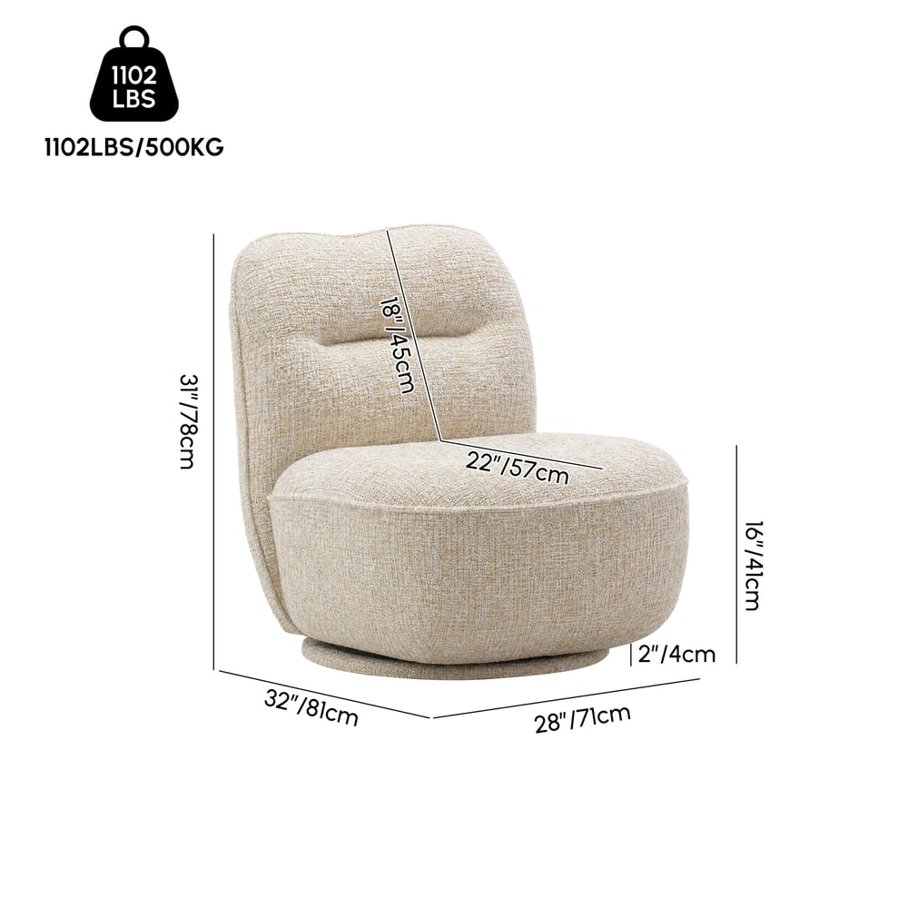 Performance Linen Swivel Slipper Accent Chair weights dimensions image