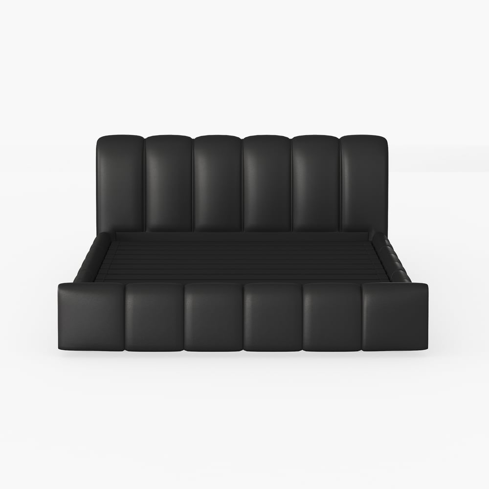 Humply Queen Black Faux Leather Storage Bed with Drawers window image