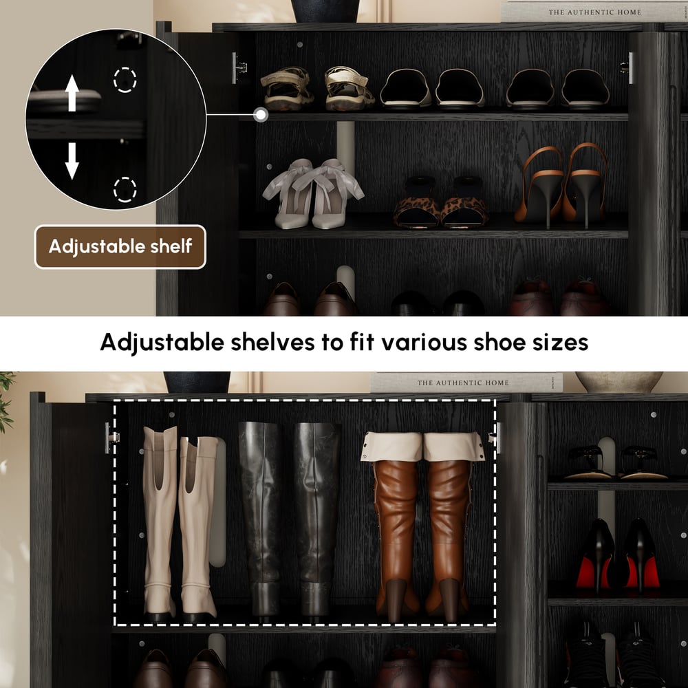 Lineva 48" Ash Wood Veneer Shoe Storage Fluted Entryway Cabinet window image