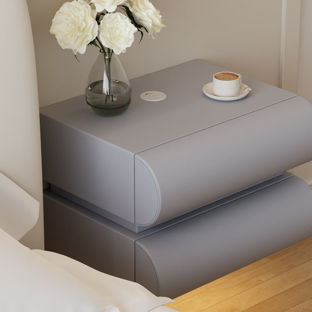 Humply Leather Floating Smart Nightstand with 2 Drawers window image