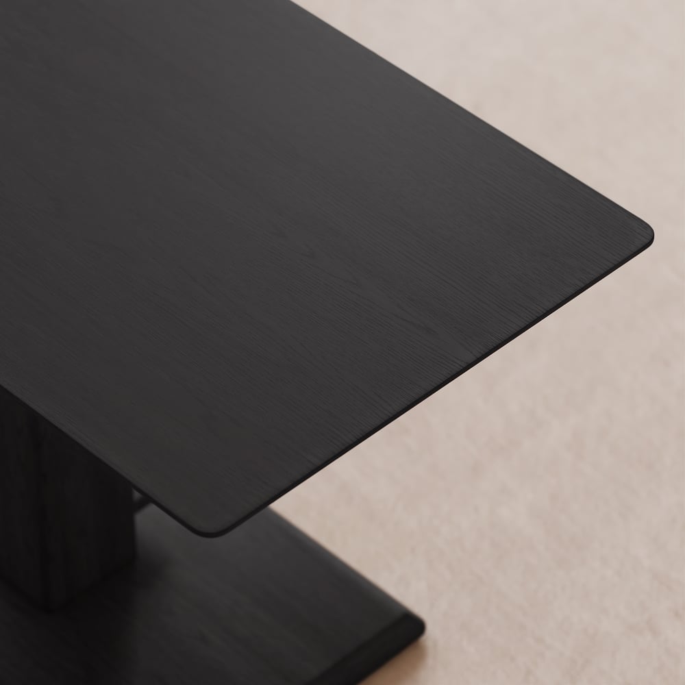 Table basse moderne de 119 cm en placage de bois noir, réglable en hauteur avec commande au pied image de fenêtre