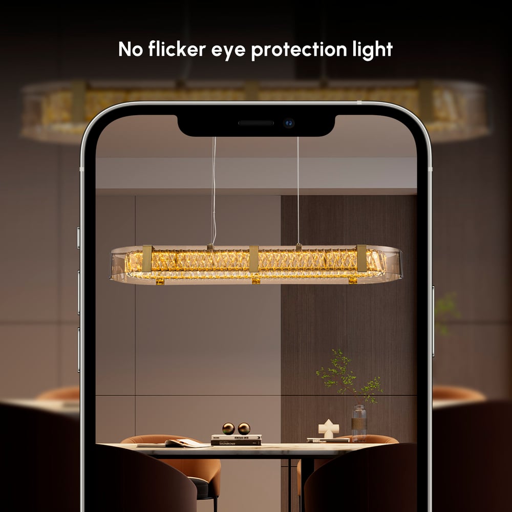 Linear Crystal Kitchen Island Light, Warm White Dimmable LED window image