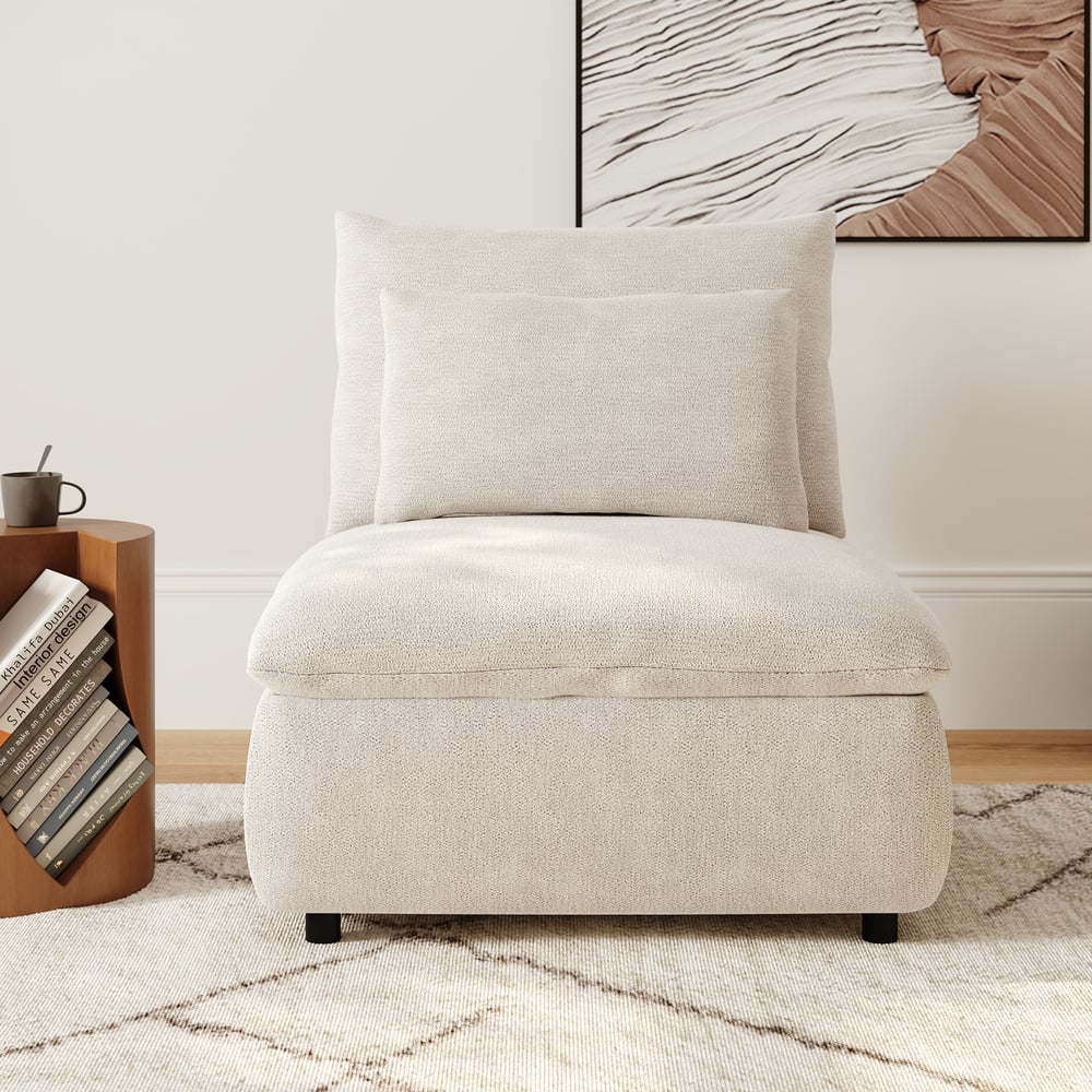 36" Chenille Slipper Accent Chair with Hidden Storage & Removable Backrest window image
