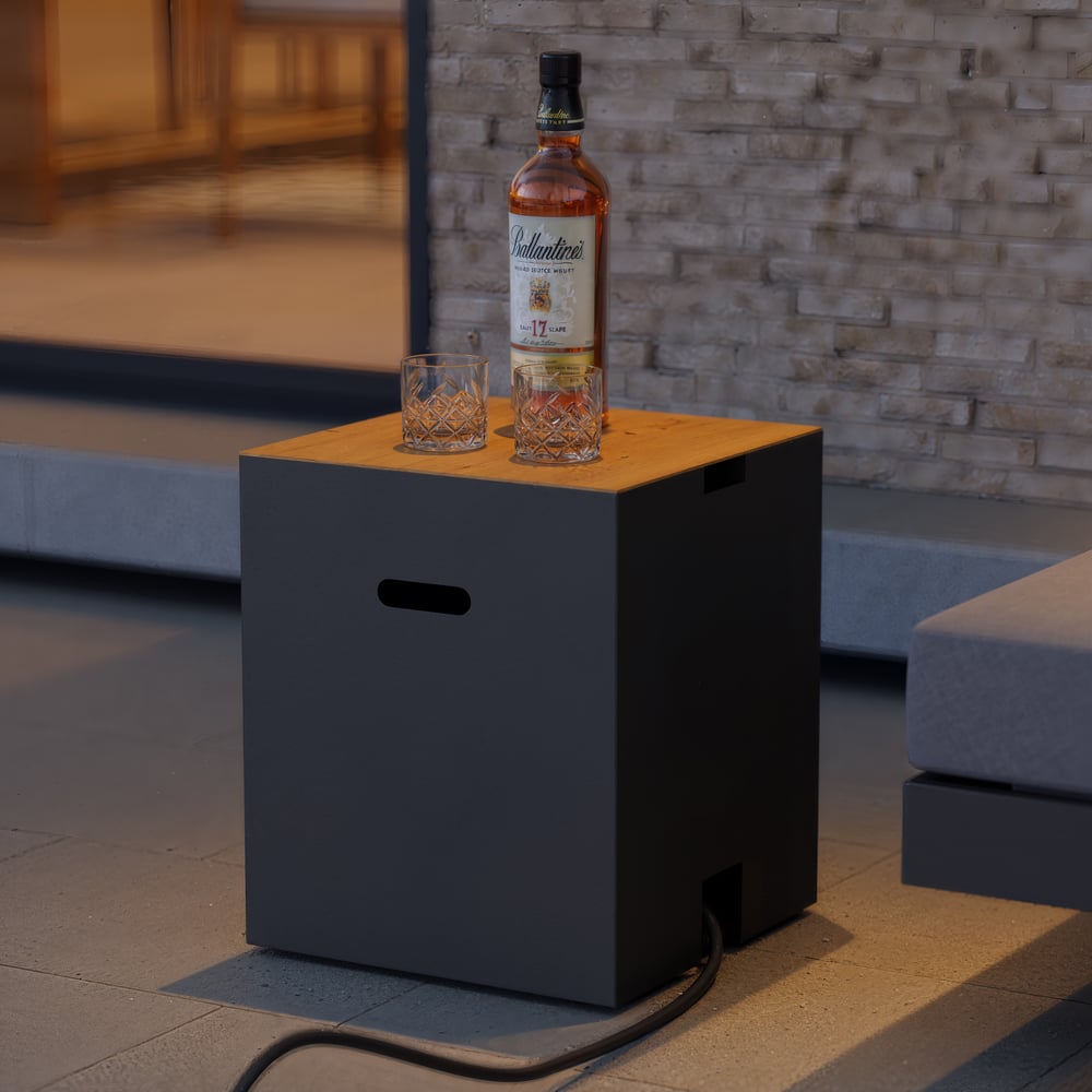 Tevara 100cm Propane Gas Fire Pit Table with Glass Propane Gas Tank Cover Table Set of 2 window image