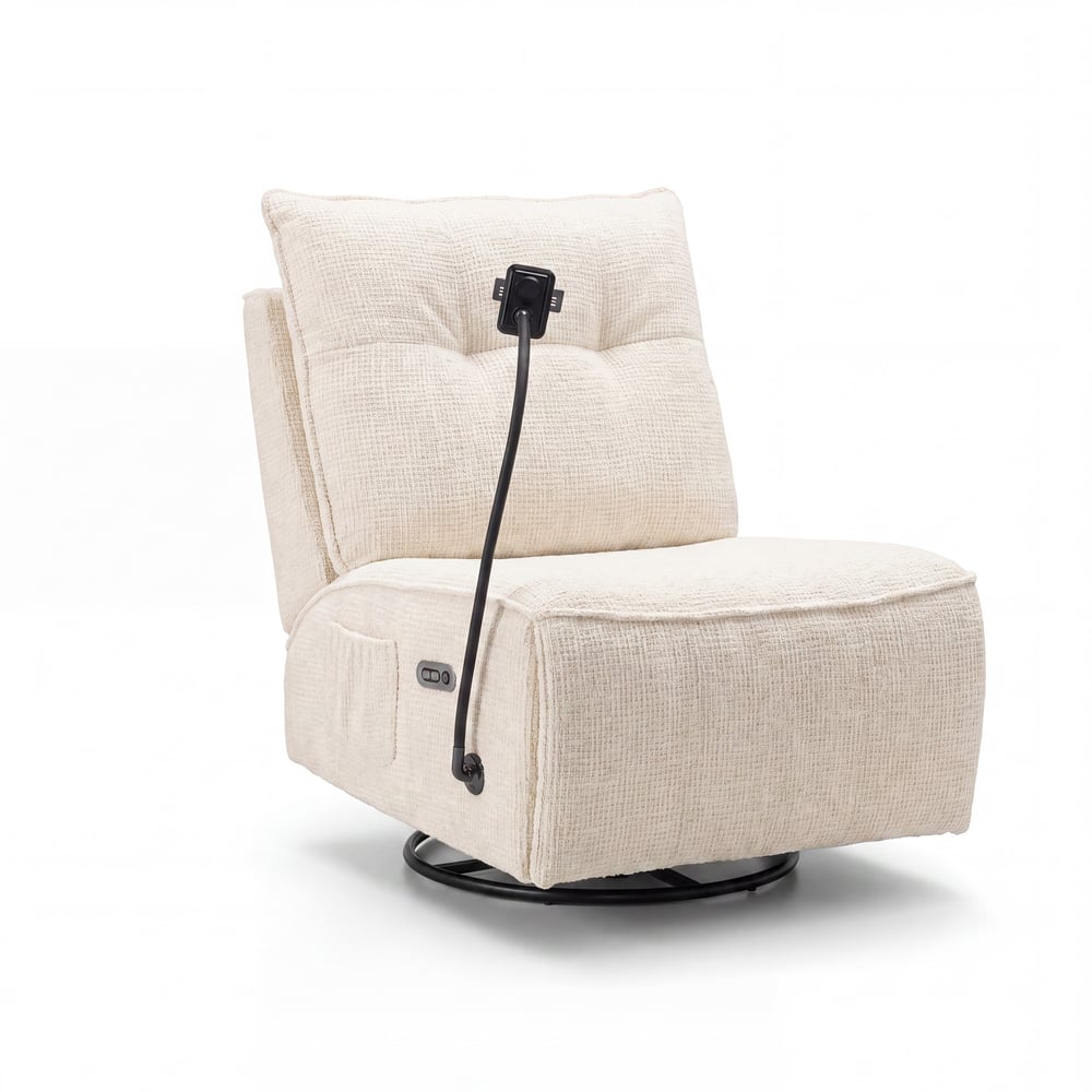 Performance Chenille Power Swivel Rocker Recliner Accent Chair with Phone Holder window image