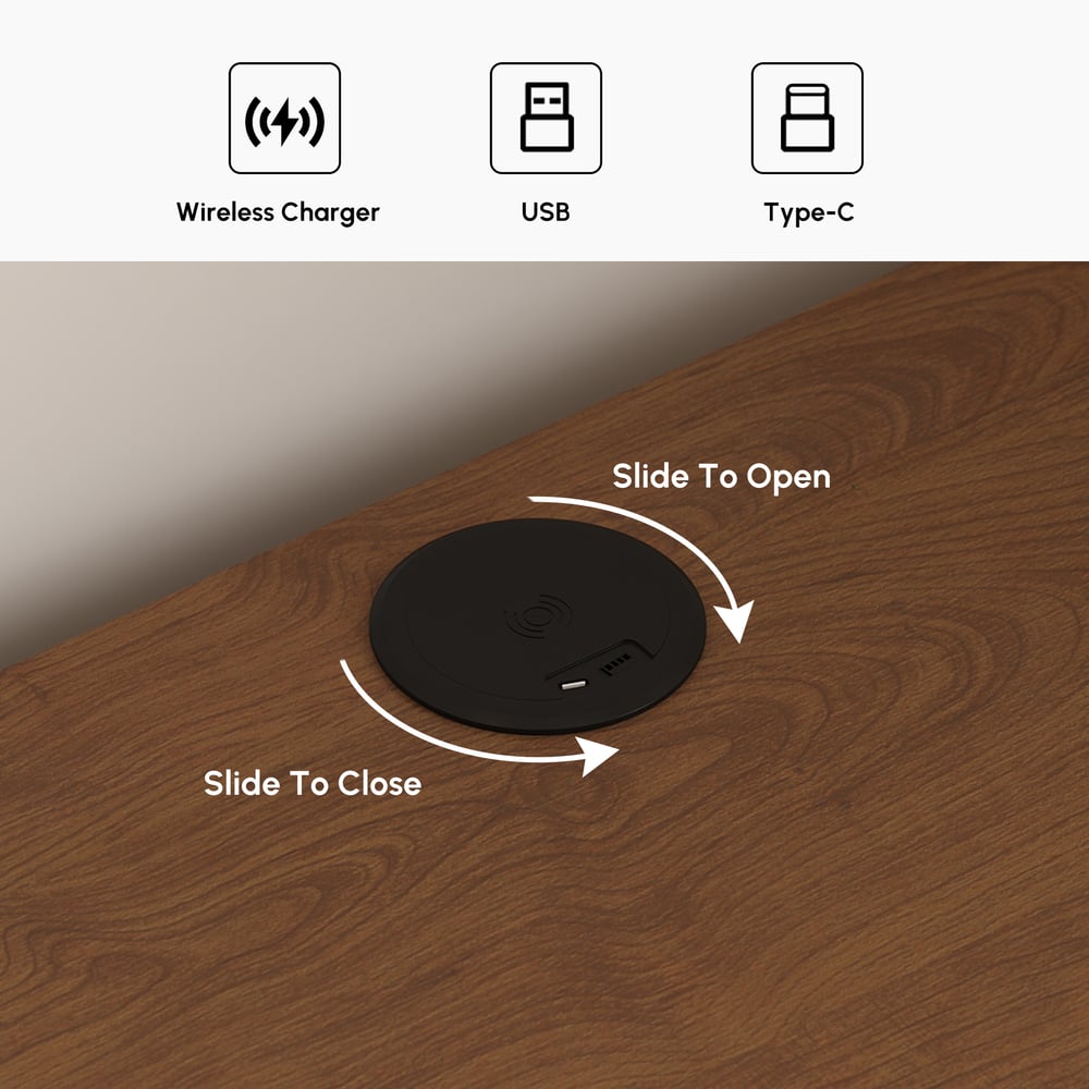Meloa 24" Wooden 3-Drawer Smart Nightstand With LED Lighting & Charging Station window image