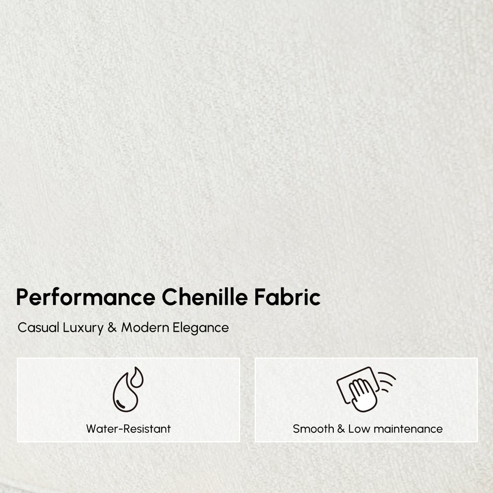 Warm White Performance Chenille Swivel Dining Chair, 1 Piece window image