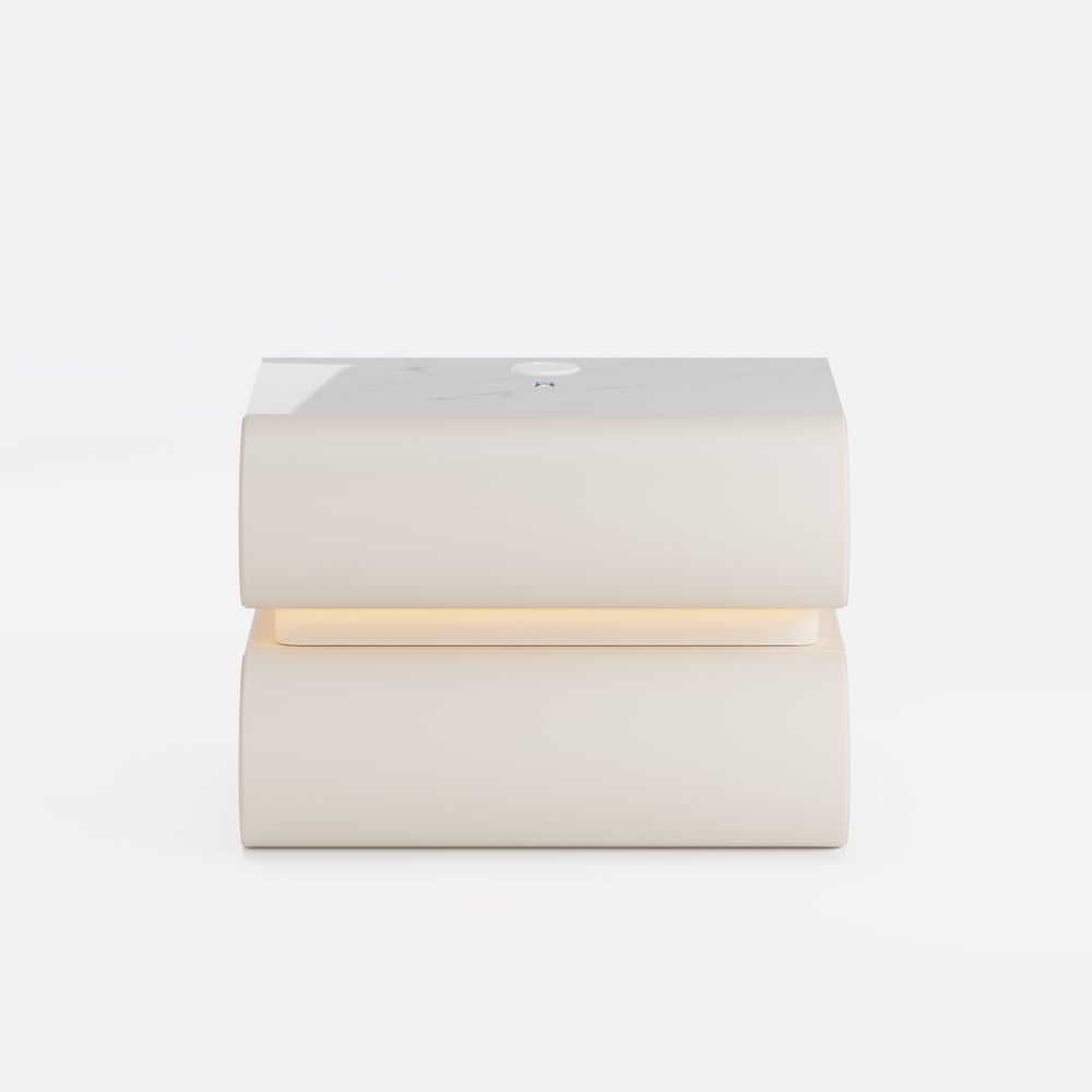 Humply Floating Leather 2-Drawer Smart LED Nightstand with Sintered Stone Top window image