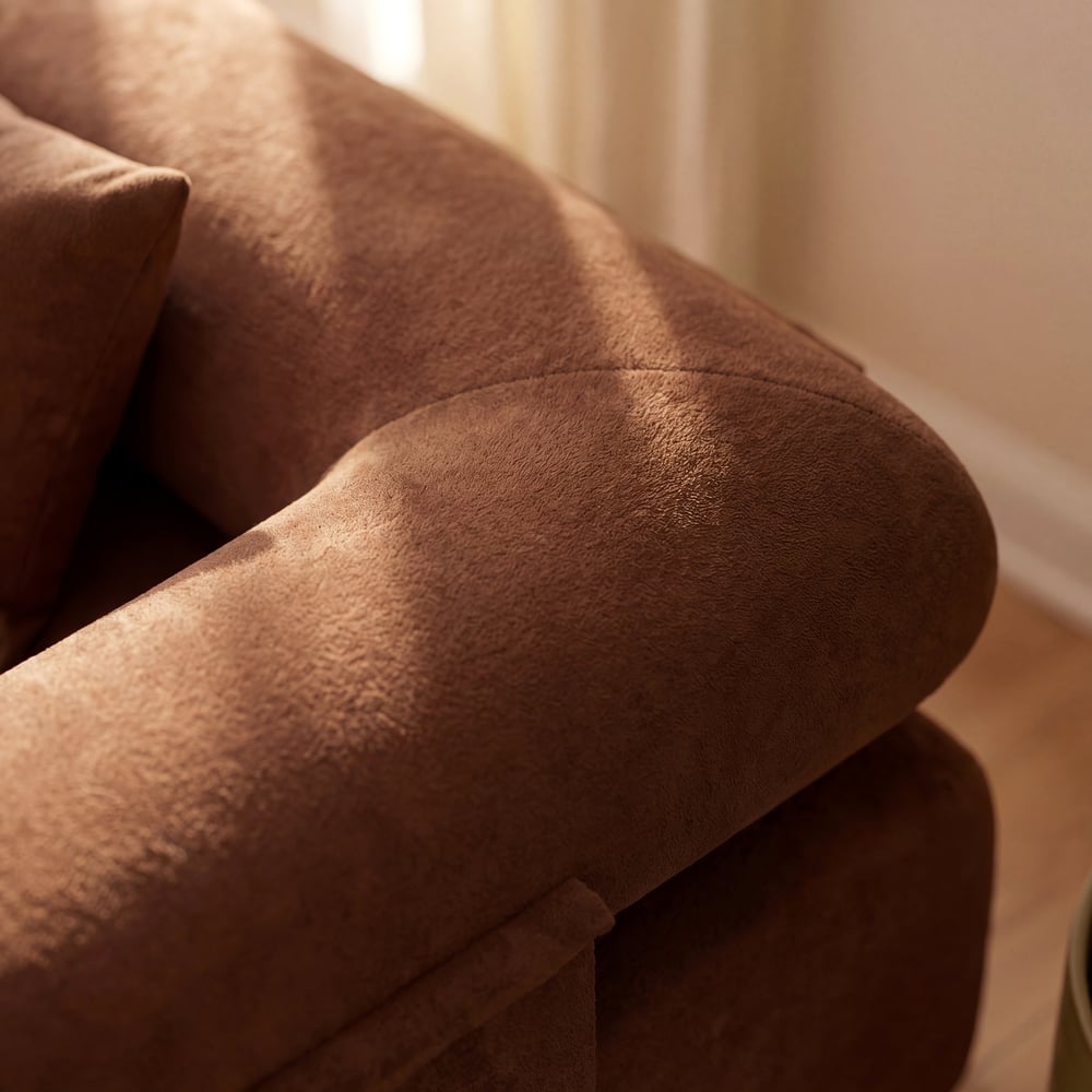 Serene Modern Rust Velvet Lounge Accent Chair window image