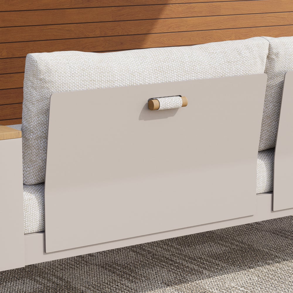Tevara Outdoor 2-Seater Hanging Swing Sofa in Sand with Black Cover window image