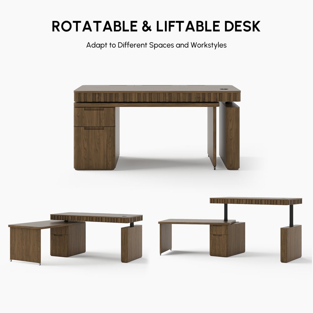 Aura 63" Smoked Brown 360-Degree Rotating Desk Electric Adjustable Standing Desk window image