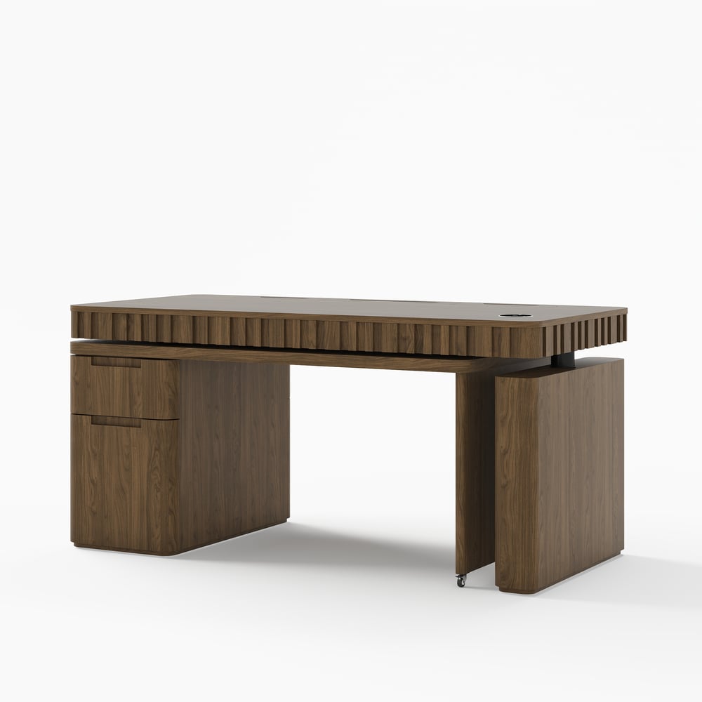 Aura 63" Smoked Brown 360-Degree Rotating Desk Electric Adjustable Standing Desk window image