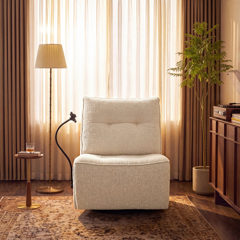 Performance Chenille Power Swivel Rocker Recliner Accent Chair with Phone Holder window image