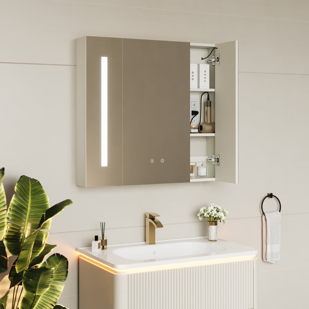 Modern 31.5" Wall-mounted LED Bathroom Medicine Cabinet Vanity Mirror with Storage window image