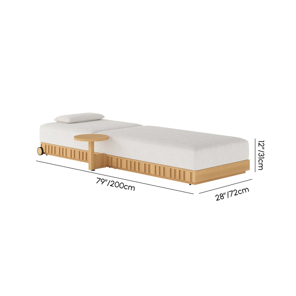 Outdoor Aluminum Adjustable Fluted Lounge Chaise in Warm White weights dimensions image