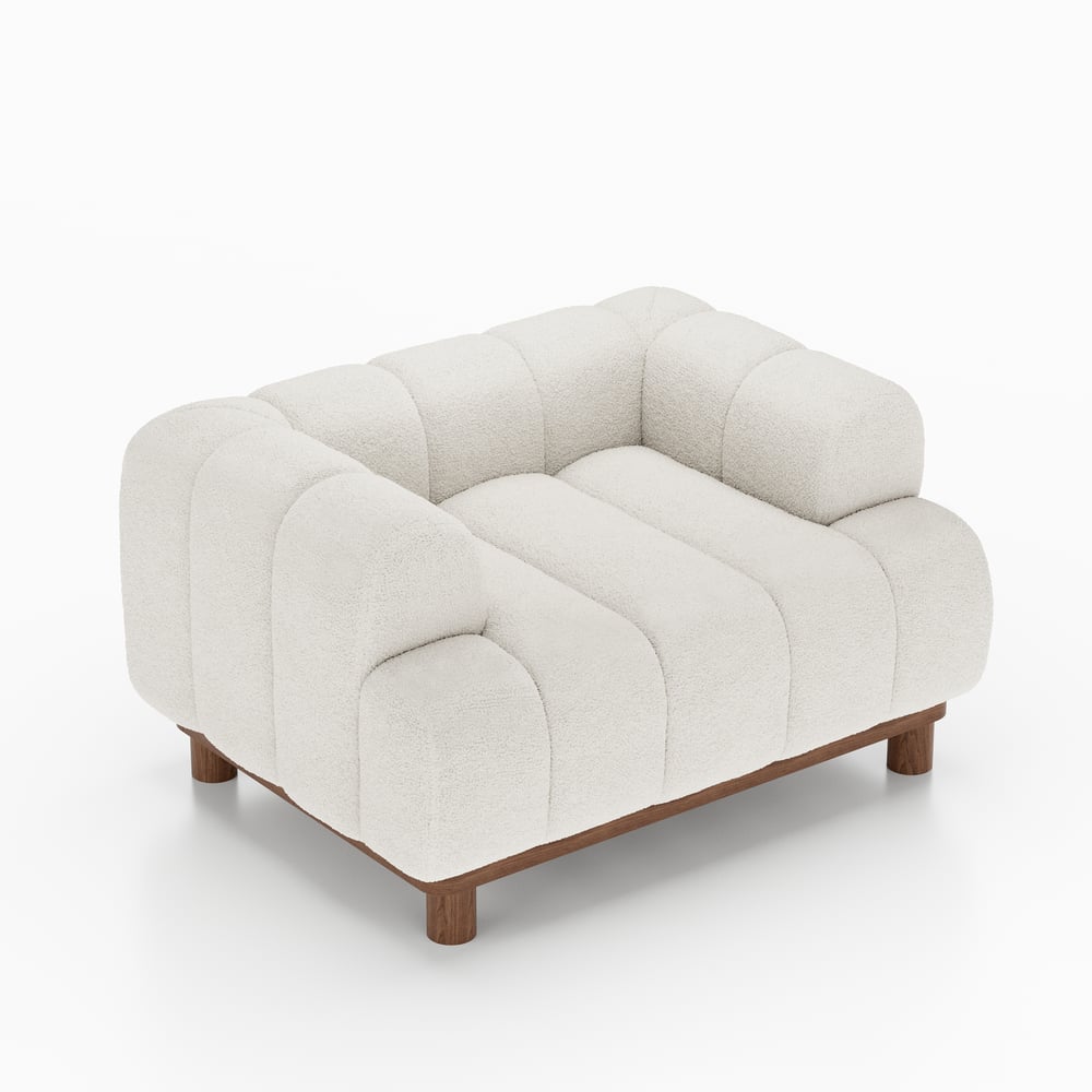 49" Boucle Lounge Accent Chair with Armrest and Wood Legs window image