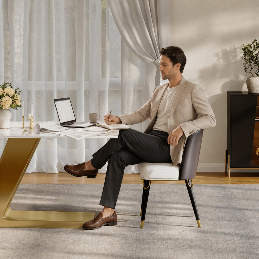 Dining Set 63" Modern Rectangle Sintered Stone Dining Table with 4 Chairs window image