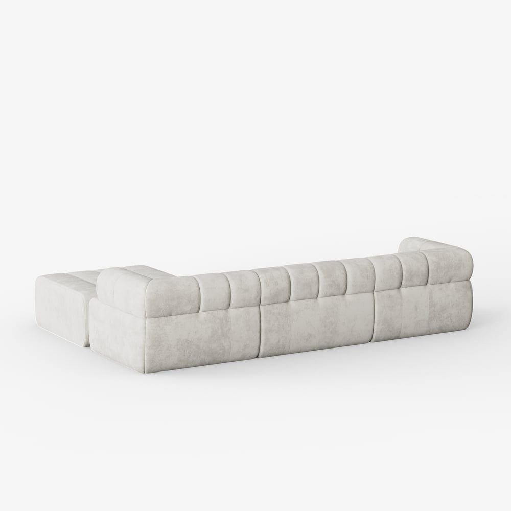 Nimbus 118" 4-Piece Channel Tufted Velvet Sectional Sofa with Ottoman window image