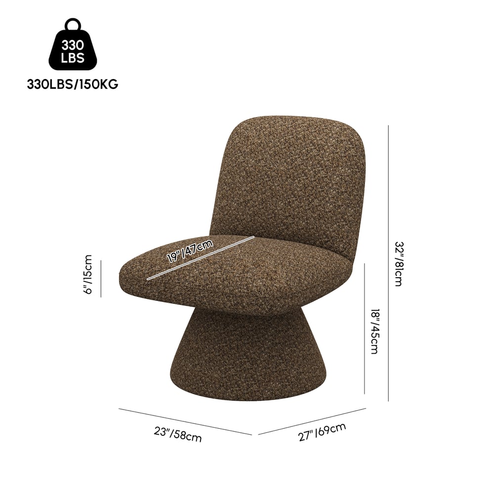 18" Boucle Upholstered Swivel Slipper Accent Chair weights dimensions image