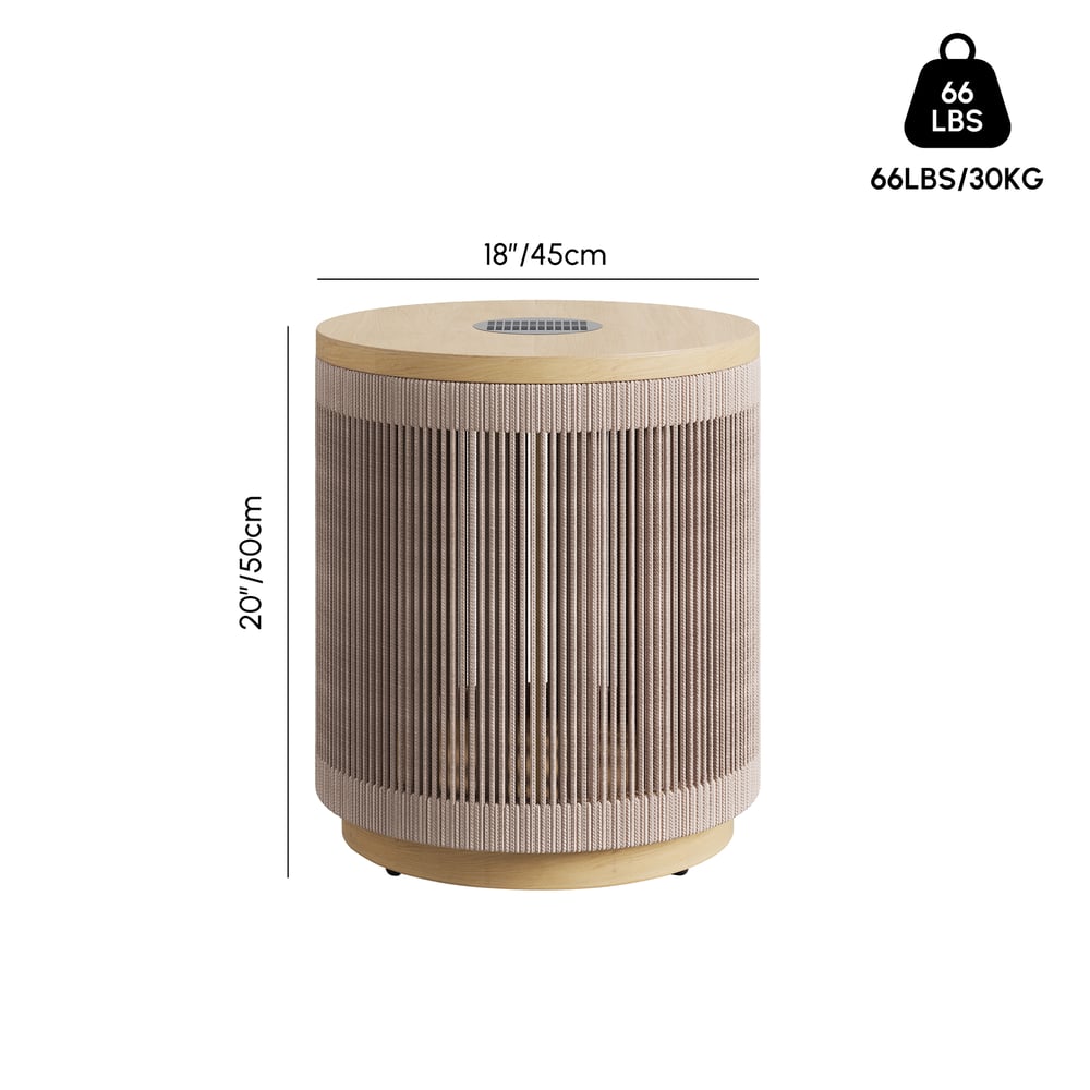Costra Outdoor Handwoven Rope & Aluminum Storage Side Table with LED weights dimensions image