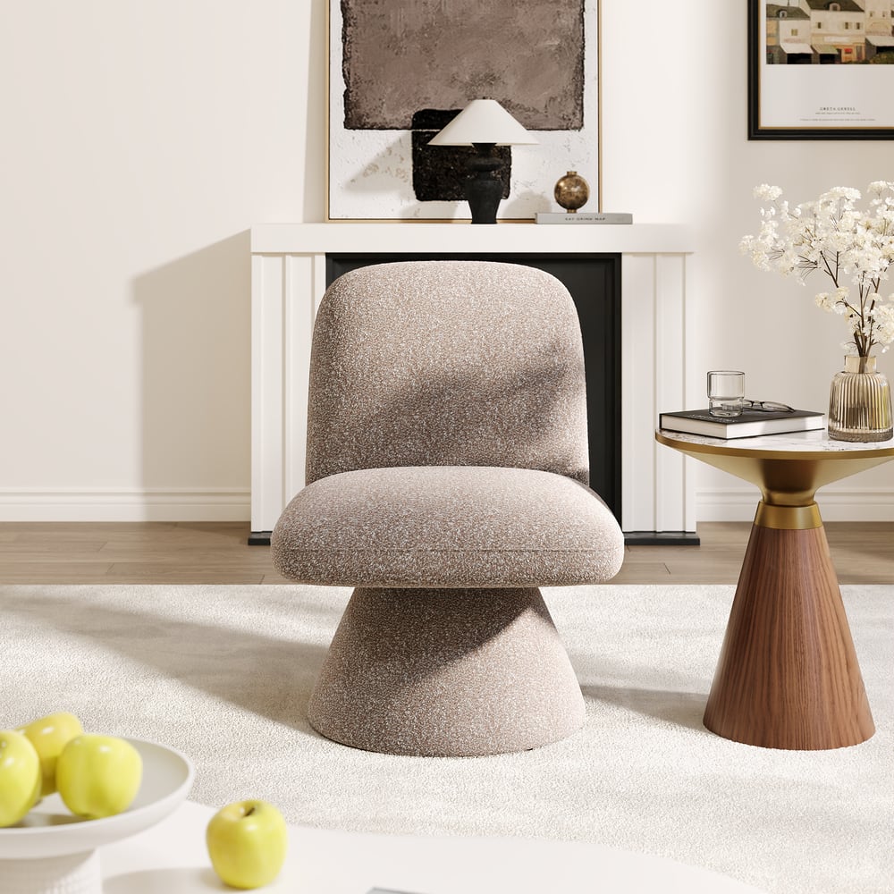 18" Performance Boucle Upholstered Swivel Slipper Accent Chair window image