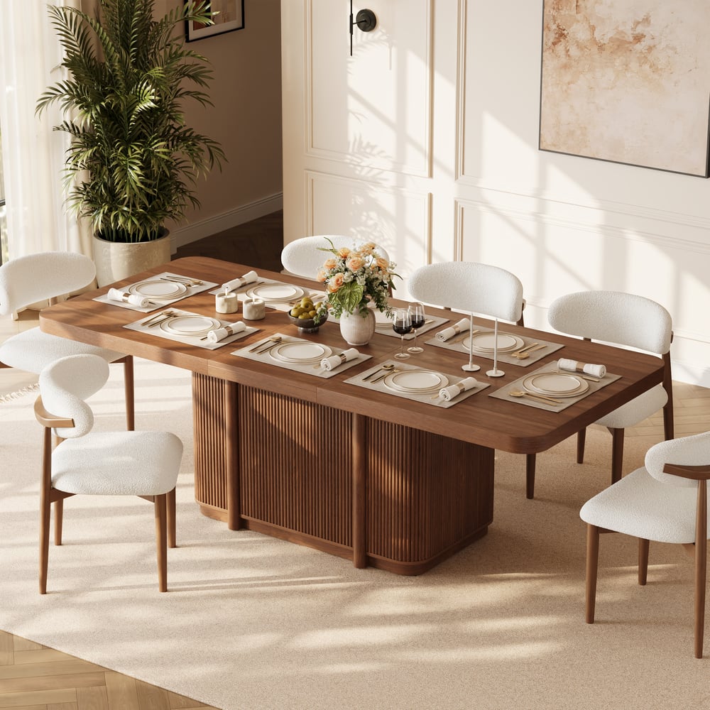 Lineva  71"–91" Extendable Wood 6–8 Seater Dining Table window image