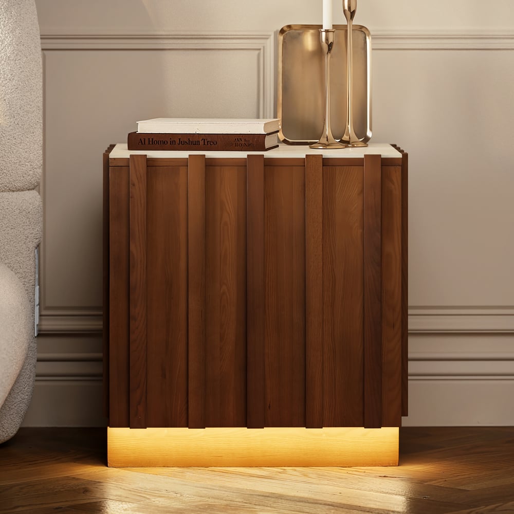 Aura Ash Wood Smart Nightstand With Charging Station & Light window image