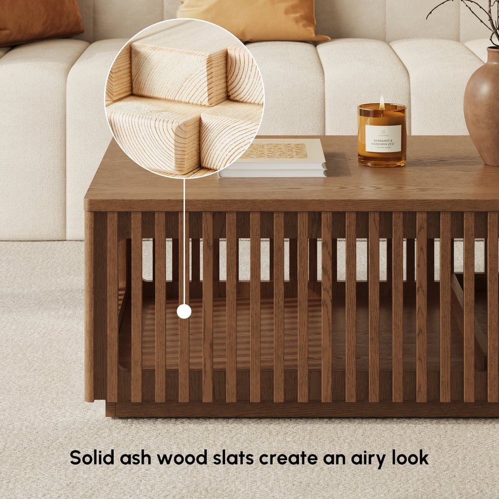 33"-55" Extendable Walnut Coffee Table with Storage window image