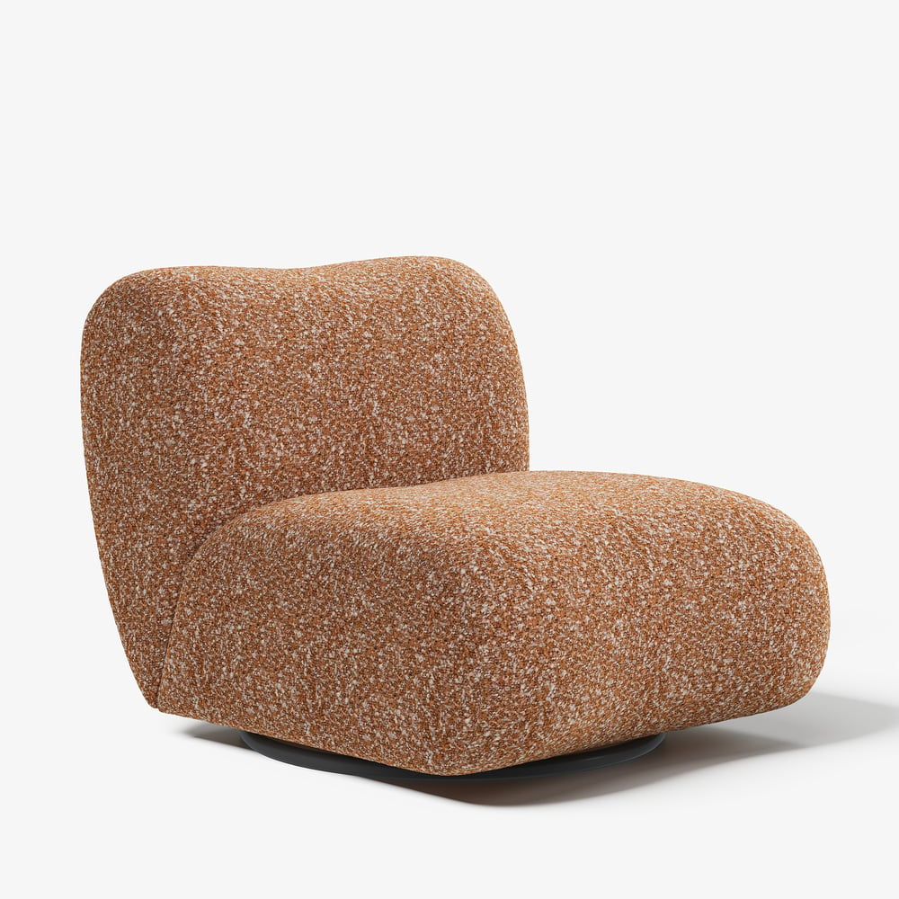 Modern 17" Performance Boucle Swivel Slipper Accent Chair window image
