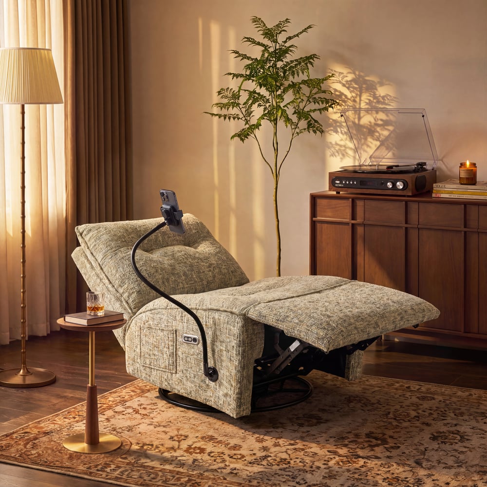 Performance Liner Power Swivel Rocker Recliner Accent Chair with Phone Holder window image