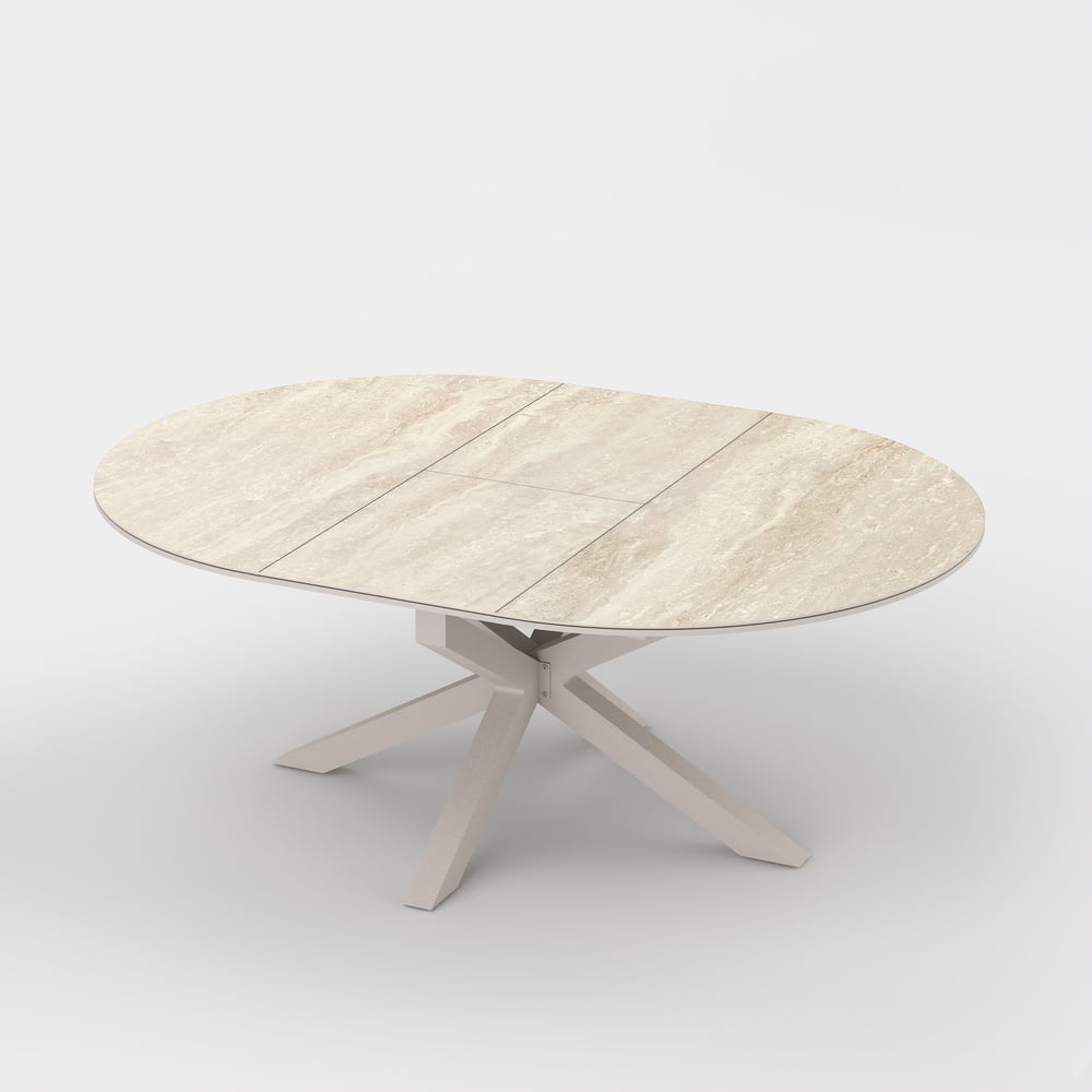 Outdoor Aluminum & Sintered Stone Extendable Dining Table in Sand window image