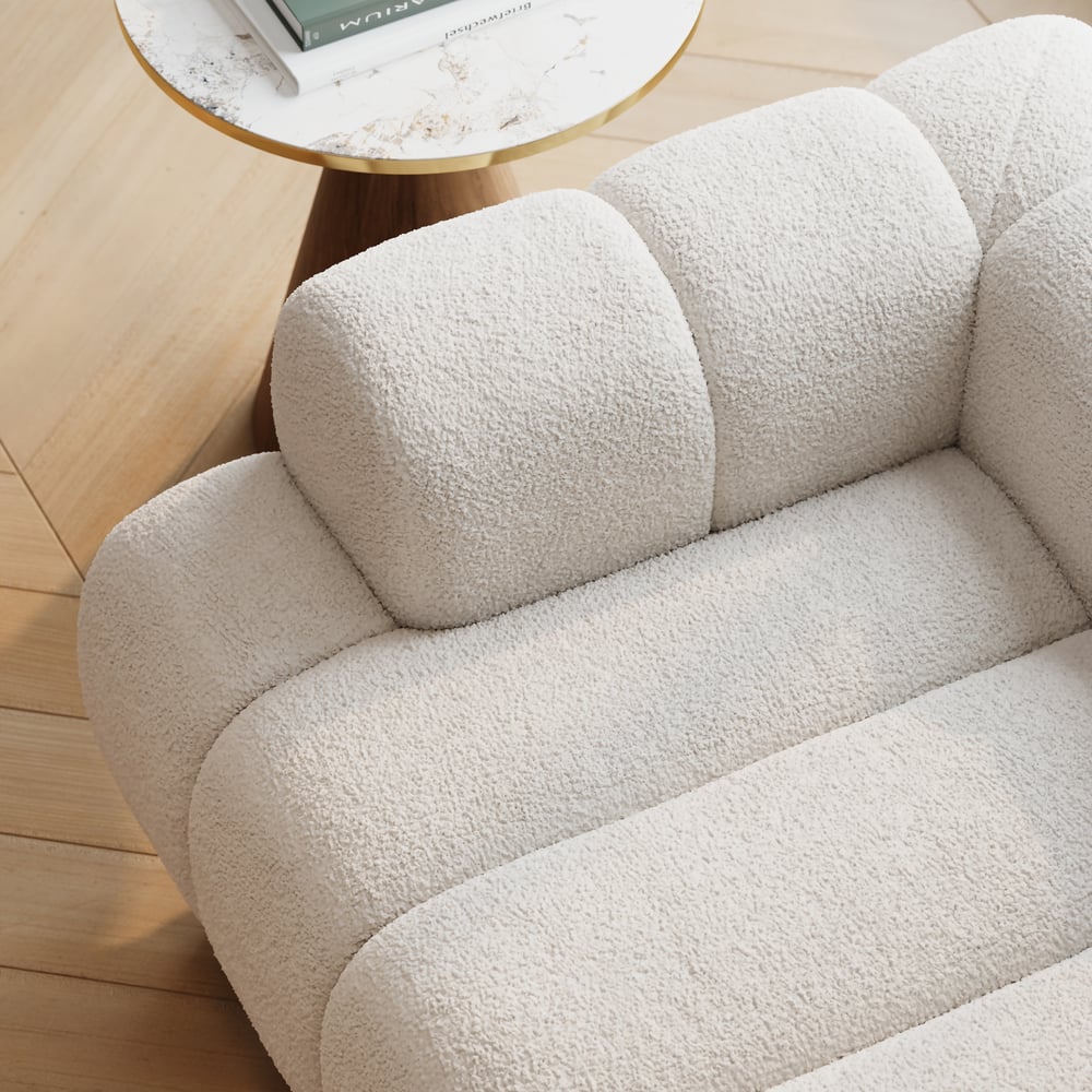 49" Boucle Lounge Accent Chair with Armrest and Wood Legs window image