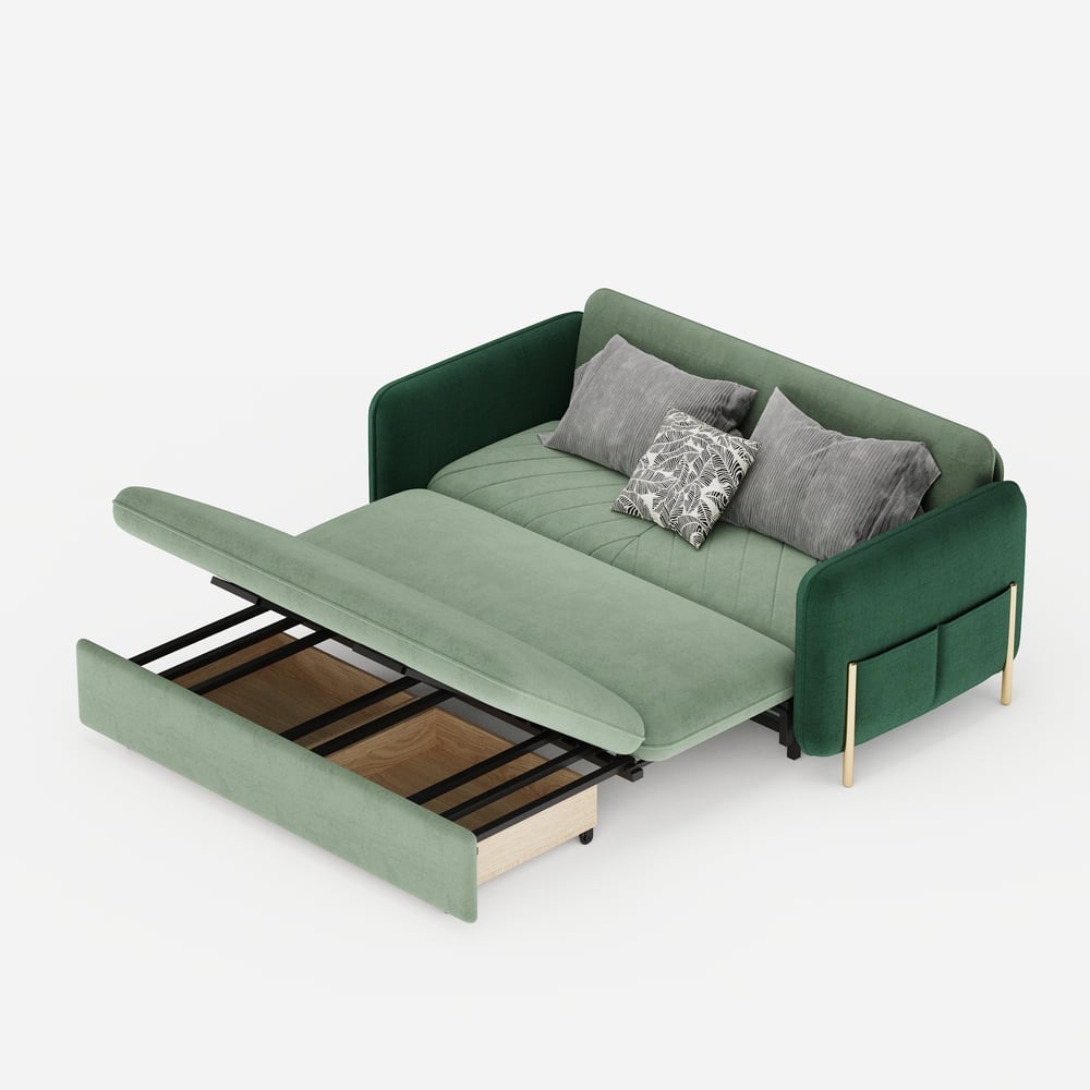 1525mm Queen 3-seater Velvet Convertible Sofa Bed window image