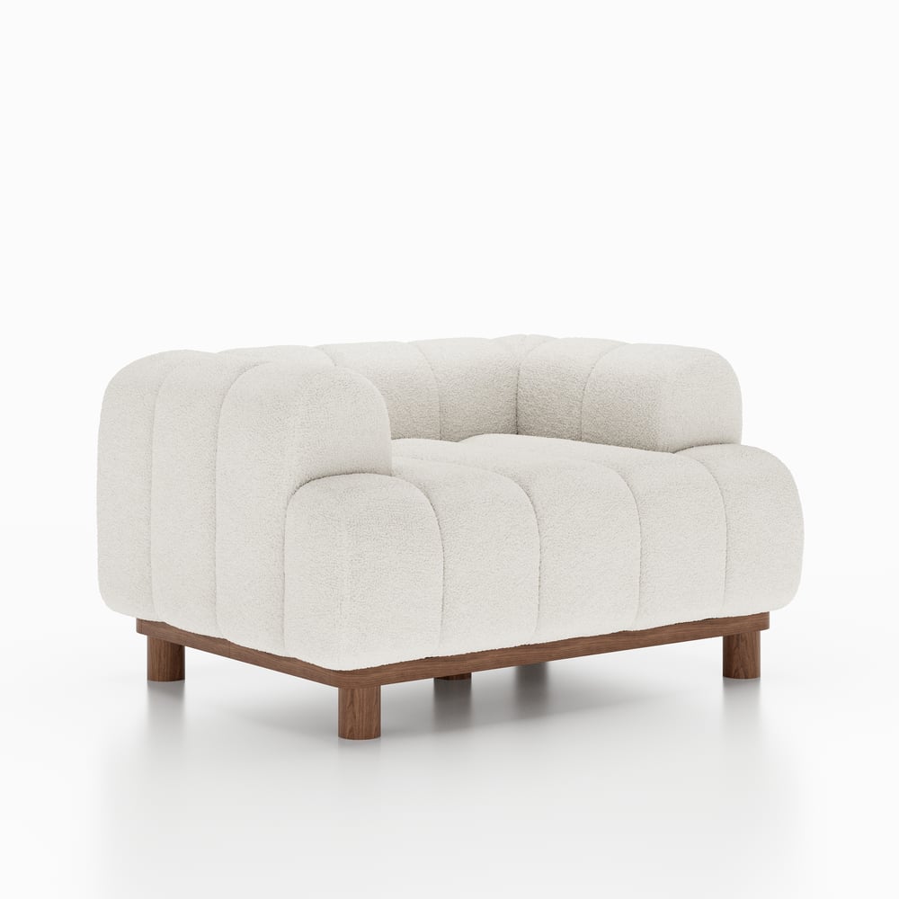 49" Boucle Lounge Accent Chair with Armrest and Wood Legs window image