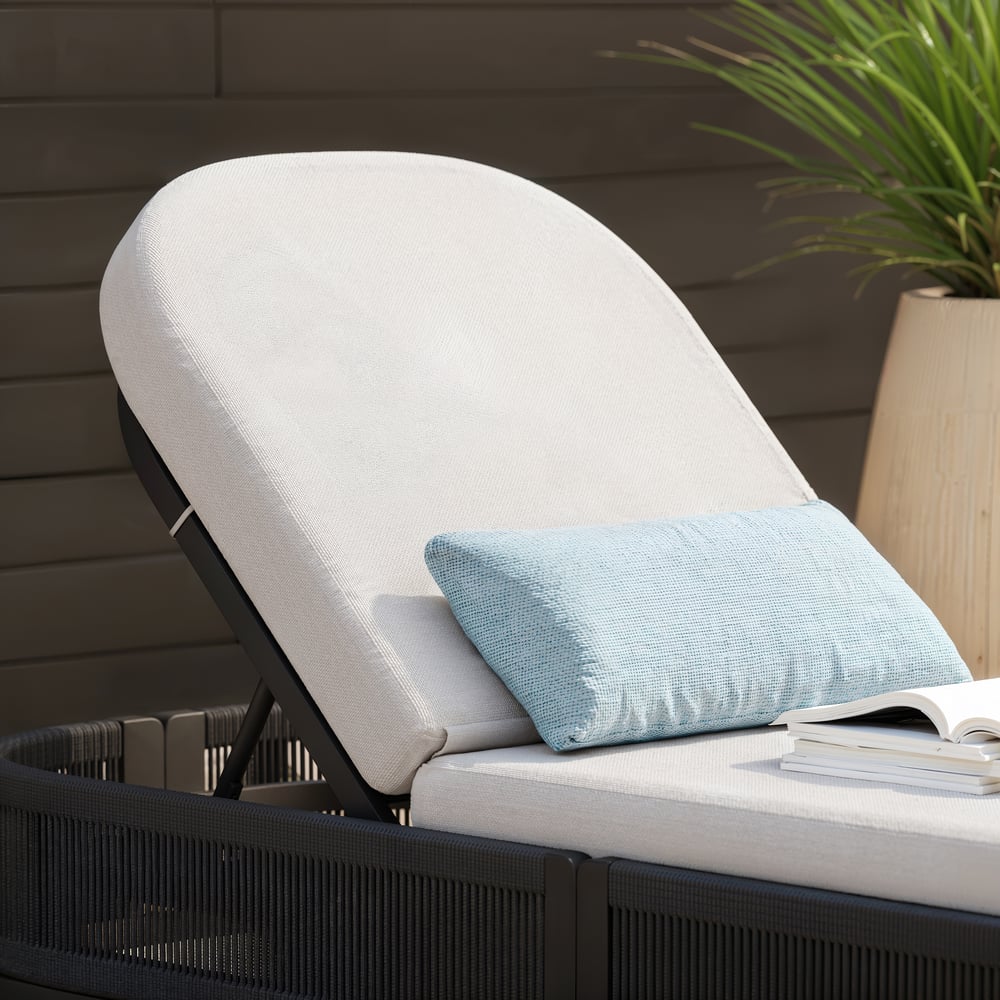 Costra Outdoor Aluminum & Rope Weave Reclining Chaise Lounge in Black window image