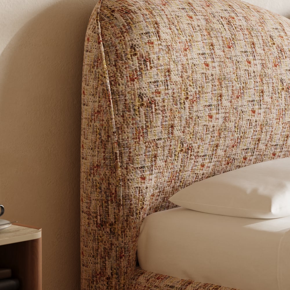 Modern King Size Chenille Upholstered Cloud Bed window image
