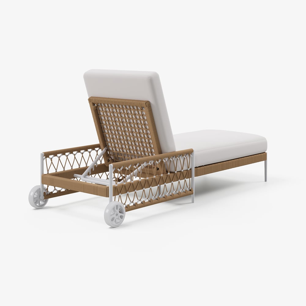 79.5" Ropipe Outdoor Rope-Woven Lounge Chair with Adjustable Backrest & Wheels window image