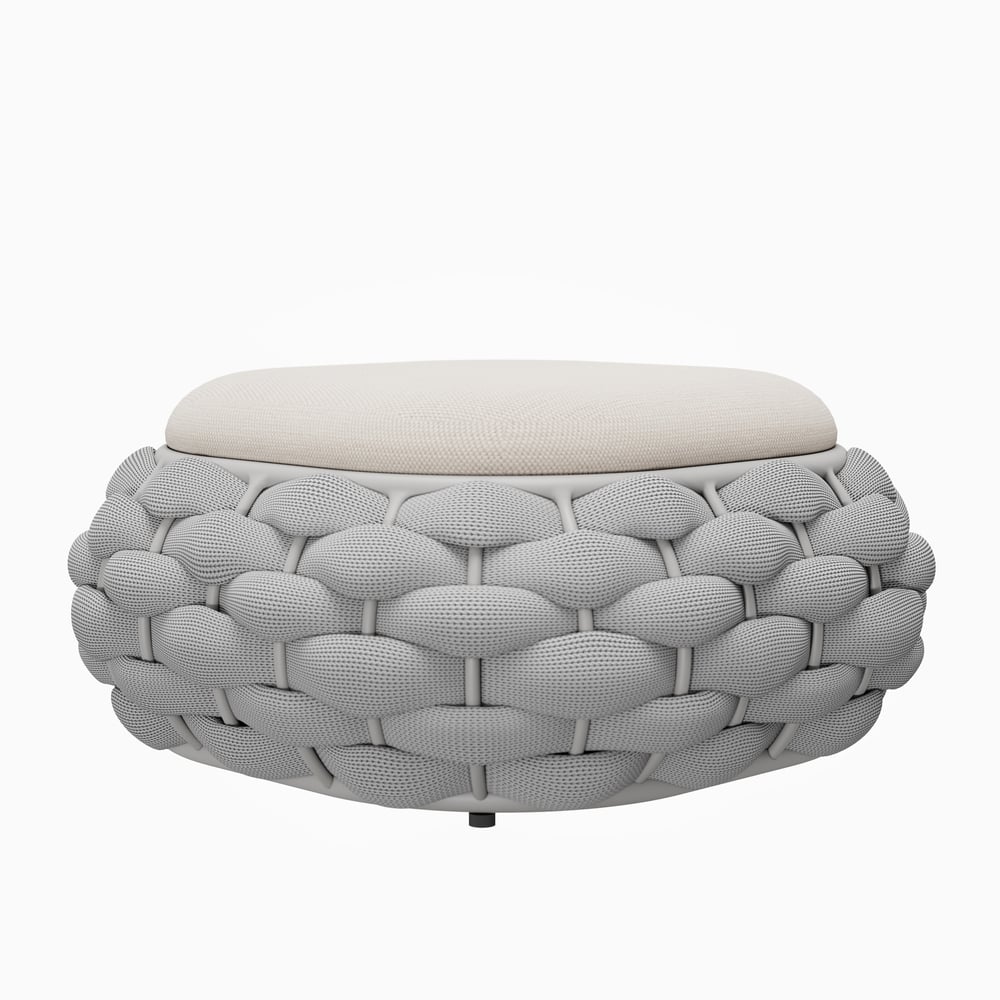 Cocaro Outdoor Hand-Woven Rope Footrest Storage Ottoman in Light Grey window image