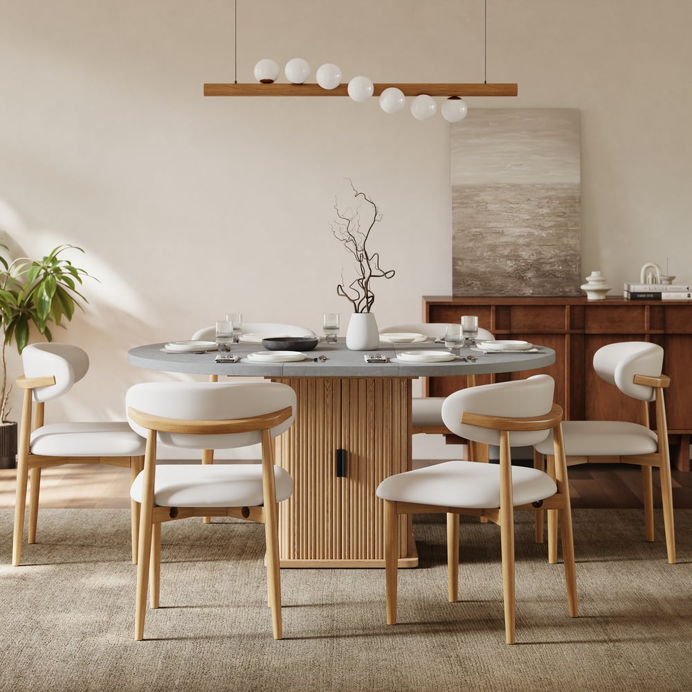 Modern PU Leather Dining Chair with Rubber Wood Legs, 1 Piece window image