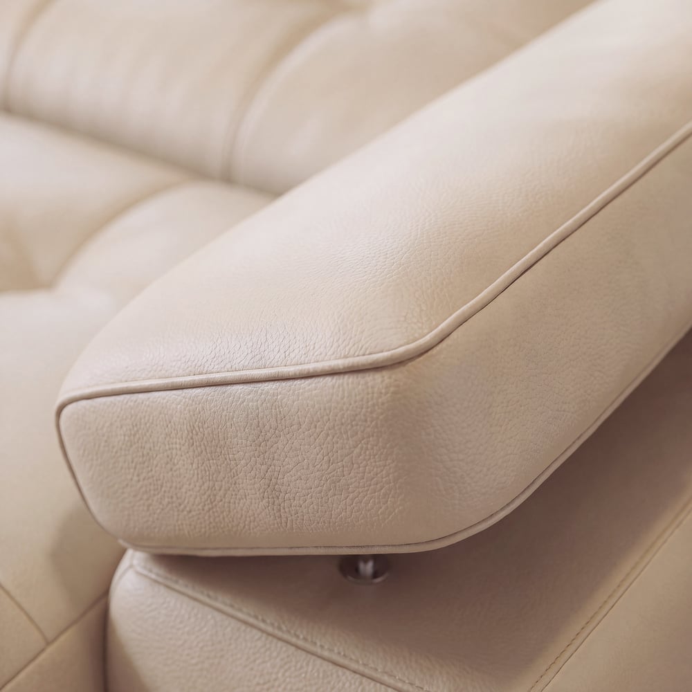 130" 3-Seater Genuine Leather Power Convertible Sleeper Sofa with Adjustable Armrests window image